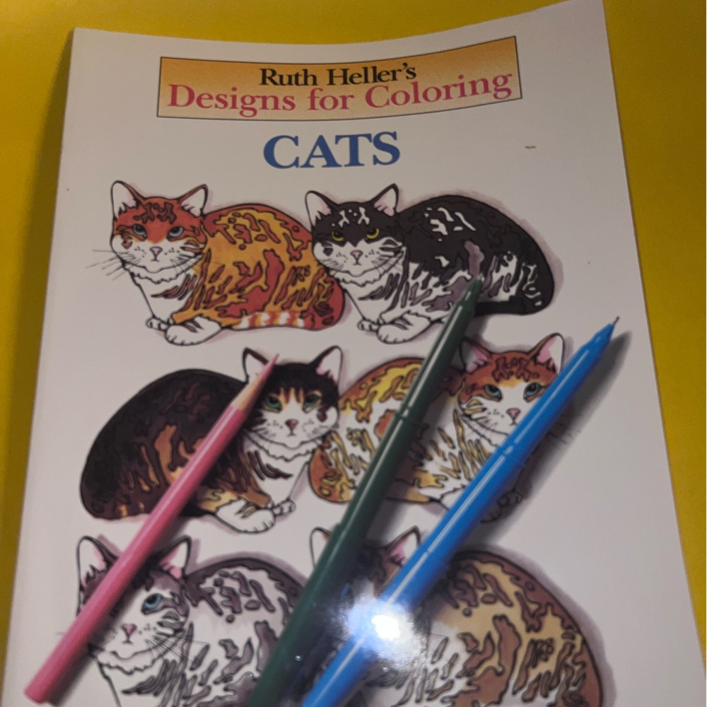 Ruth Heller's Designs for Coloring Cats Kitty Lion Adult Coloring Book 2003 NEW